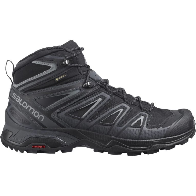 Black Salomon X Ultra 3 Wide Mid GTX Men\'s Hiking Boots | PH 02613V